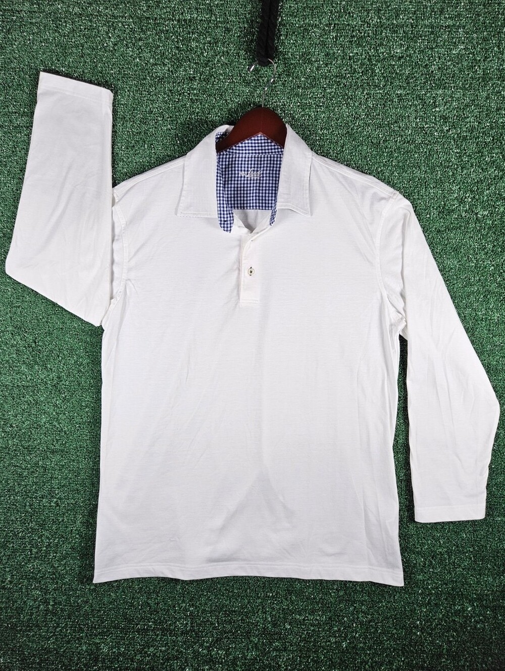 Van Laack Lufthansa First Class White Long-Sleeve Polo Shirt / Mens Size - Large